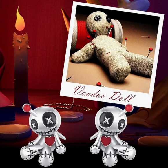 🧙🏼Spooky, Voodoo Doll, Halloween, Goth Earrings 🧟♀️ - Picture 3 of 4